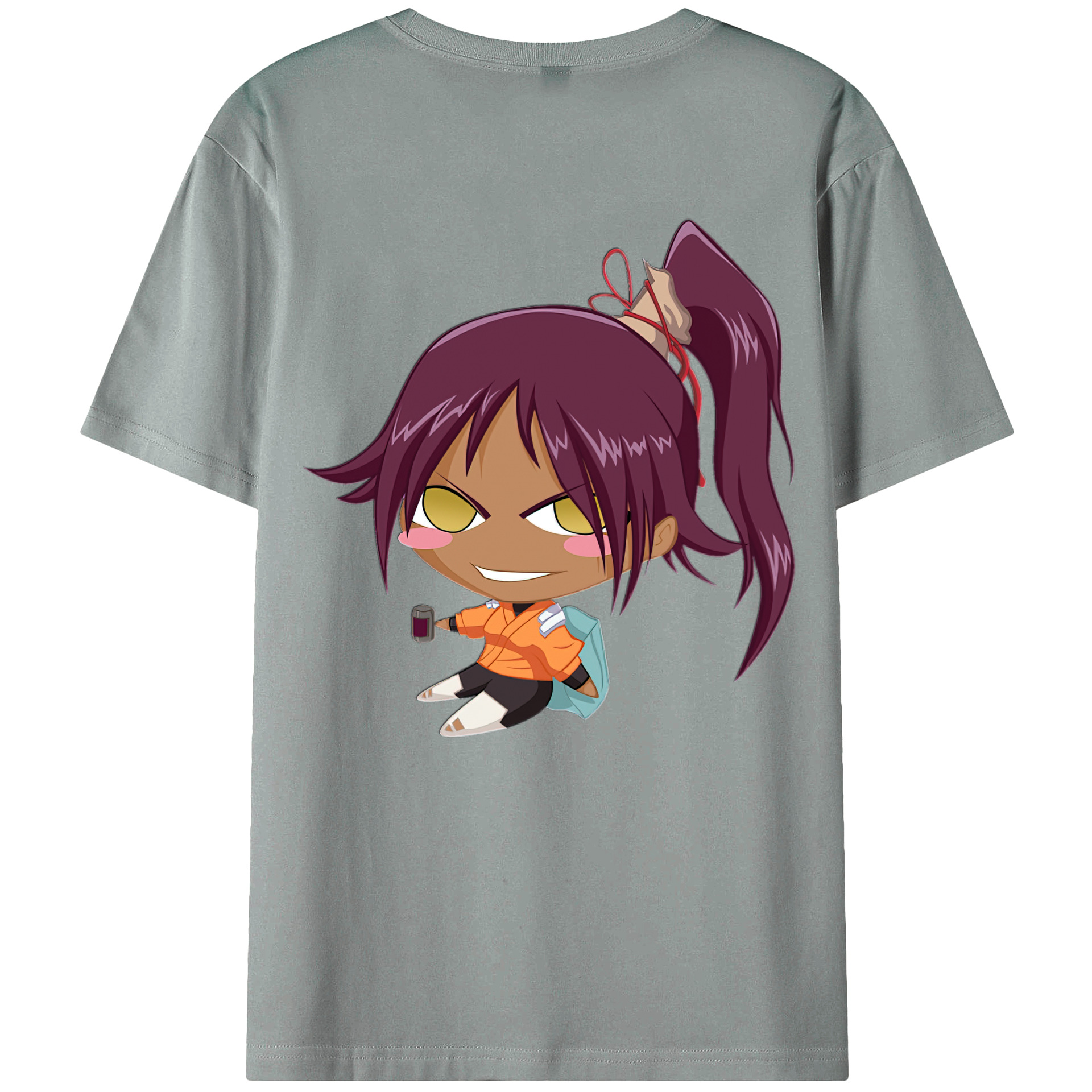 （画像用） ブリーチ 四楓院 夜一（しほういん よるいち） BLEACH Shihouin Yoruichi 綿100％ メンズ半袖Tシャツ（バックプリント） 通気性